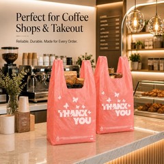 PINK Thank you bags, 100PCS T shirt bags, To Go Bags,Grocery bags, Reusable a…