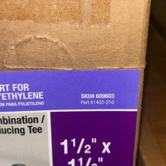 Poly Inserts | Combination / Reducing Tee |1-1/2” X 1-1/2”x3/4” | Qty. 10