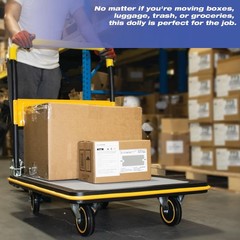 LAUCO Heavy Duty Foldable Push Cart Dolly, Flat Bed Cart, Push Dolly, Platform