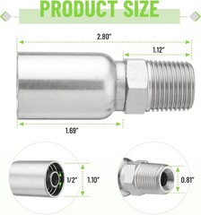 12-Pack 1/2″ Hose x 1/2″ NPTF Male Pipe Thread Hydraulic Hose End Crimp Fittings