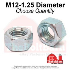 M12-1.25 Class 10 Finished Hex Nut Zinc Clear Extra Fine Thread (Pick Quantity)