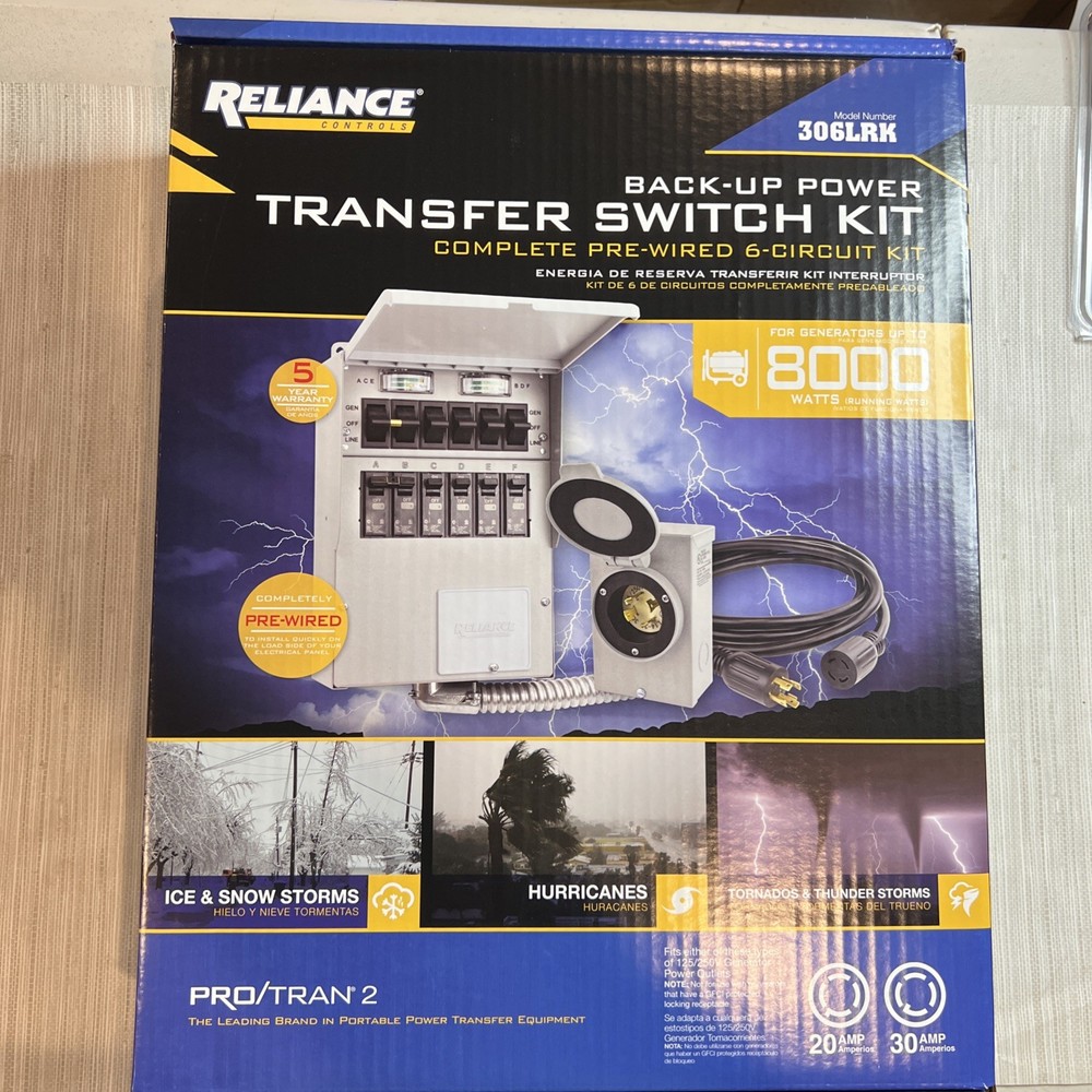 Reliance 30-Amp ProTran 2 Manual Transfer Switch Pre Wired 6-Circuit Kit 306LRK