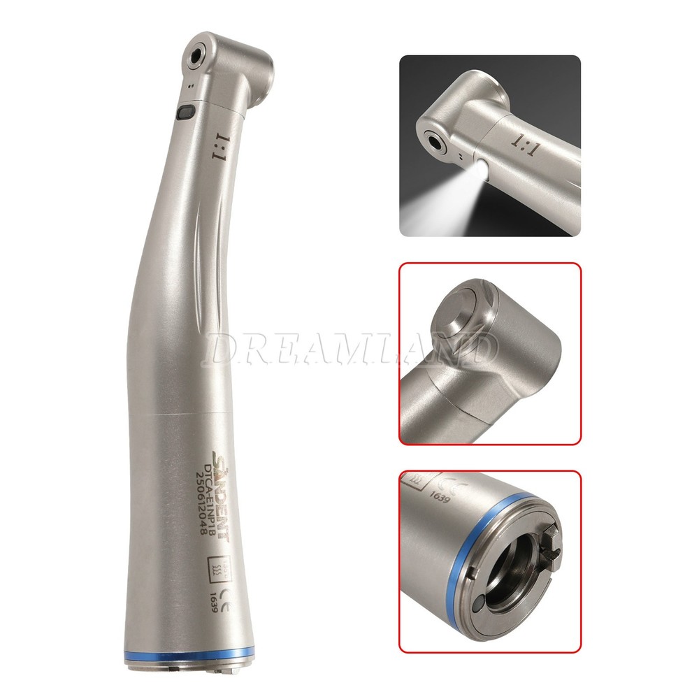 Dental 1:1 LED Light Fiber Optic Contra Angle Handpiece Fit E-type Motor DT us