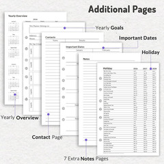 2026 Weekly & Monthly Planner Refills for A5 7-Ring Binders, July