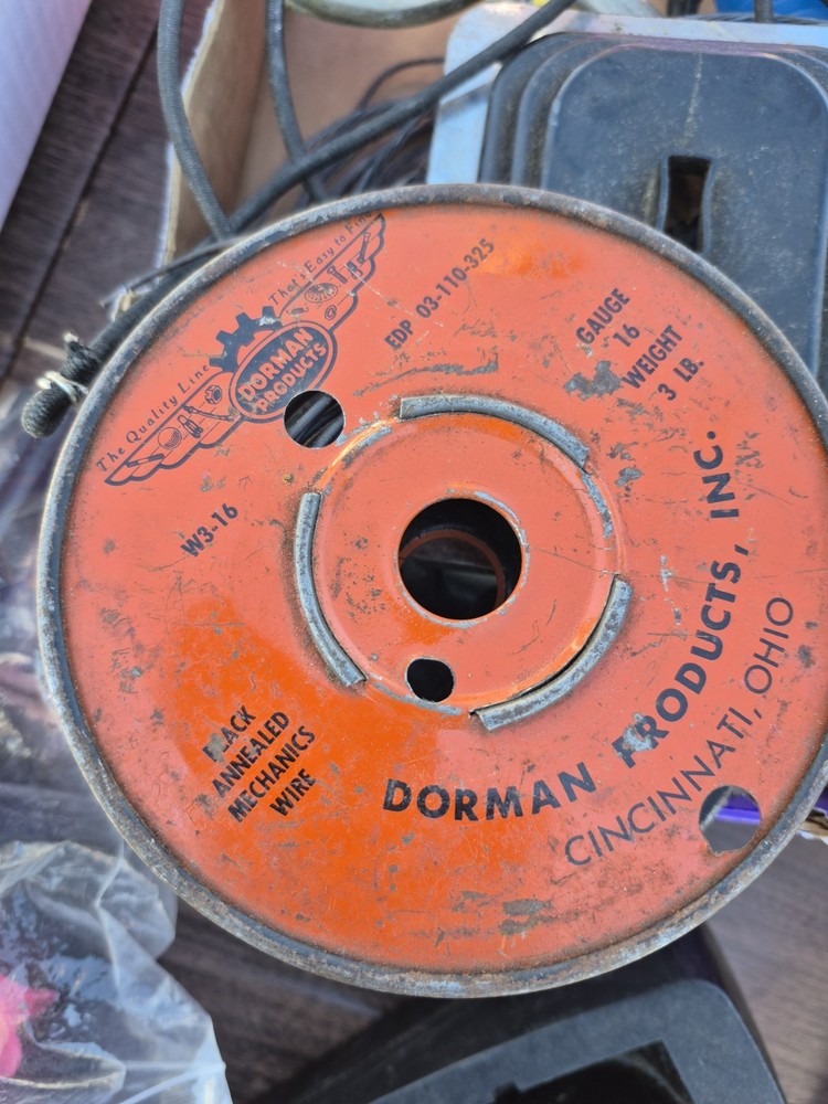 Vtg DORMAN PRODUCTS INC Cincinnati Black Annealed Mechanics Wire Spool Used