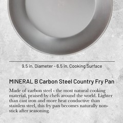 De Buyer Mineral B Carbon Steel Country Fry Pan – 9.5 Diameter 6.5 Cooking