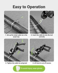 LEENUE Stainless Steel Cable Tie Gun Kit – 100 Pcs 11.8” Zip Ties, Black