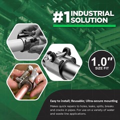 1 in. x 3 in. Long 1-Bolt IPS Pipe Repair Clamp, Stainless Steel