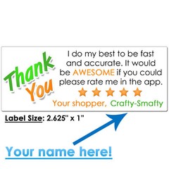 for Instacart Thank You Stickers Please Rate Shopper CUSTOM DRIVER NAME