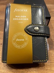 Filofax Malden Mini 5 Hole Pocket Charcoal Leather Cover Unused W/ Box Japan