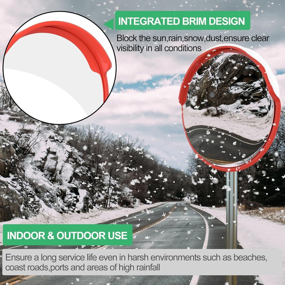 32″ Convex Security Traffic Mirror & Bracket w/Shed~High Visibility~Shatterproof