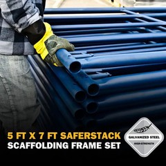 MetalTech Saferstack 5x7x5ft 1 Story Scaffold Frame Set Galvanized Braces