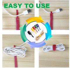 QUALIALL 150 Reusable Cable Ties, Strong Adhesion Nylon Cord Ties 6 Colors