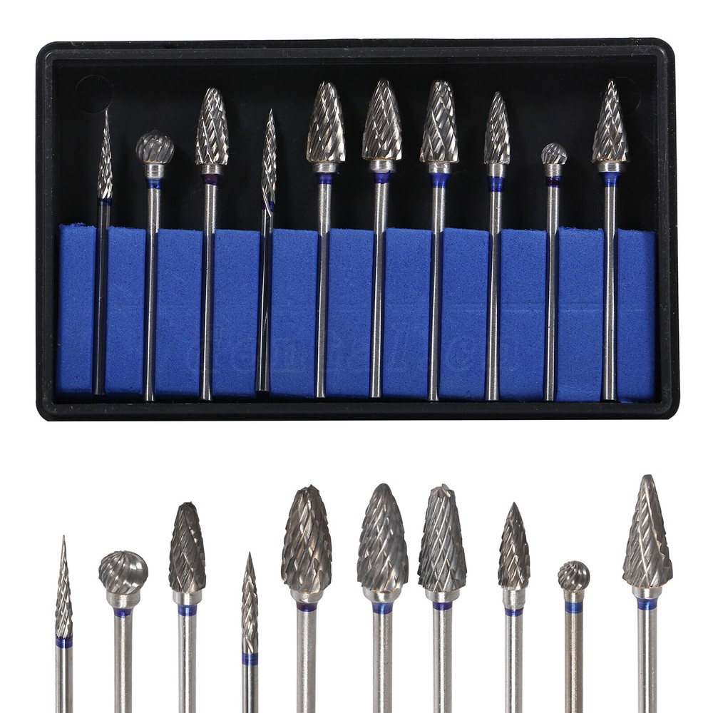 10 Pcs Dental Lab Tungsten Steel Carbide Burs Polishing Bur Drills HP 2.35mm