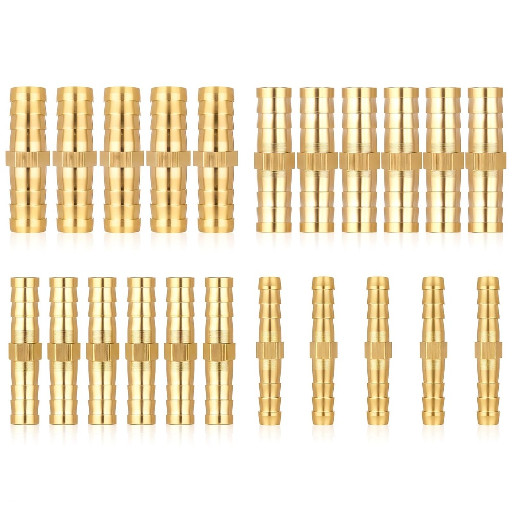 22Pcs Brass Barbed Hose Fittings, 1/4″ 5/16″ 3/8″ 1/2″ (6mm/8mm/10mm/12mm) Ho…
