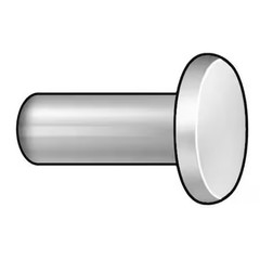 Zoro Select Trsl06 Solid Rivet, Flat Head, 0.201 In Dia., 0.3906 In L, Steel,