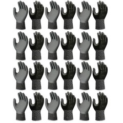 ATLAS FIT 370 SHOWA BLACK LARGE NITRILE GARDENING WORK GLOVES, 12-PAIRS