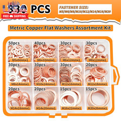 330 Pcs Copper Washers Assortment Kit – 12 Sizes Flat Sealing Crush Washers (M5-