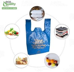 12×6.5×22 Inches Blue Plastic Shopping Bags for Grocery Takeout Retail 320 Pcs