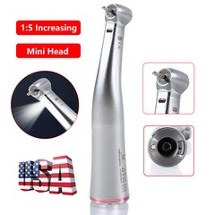 1-10 Dental 1:5 Increasing Contra Angle Fiber Optic Handpiece Mini Head for NSK