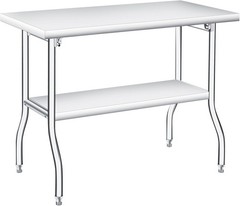 Folding Stainless Steel Table, Portable Workbench with Undershelf for Kitchen