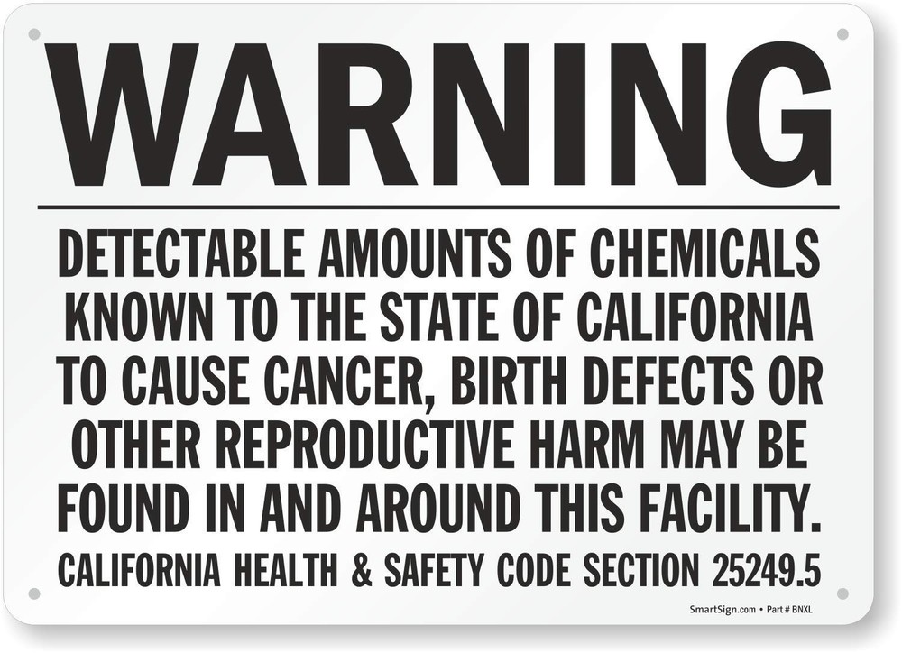 “California Prop 65 Warning” Sign | 10″ x 14″ Aluminum