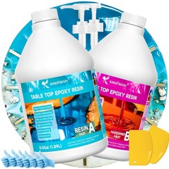 Table Top Epoxy Resin Kit – 1 Gallon Crystal Clear Epoxy Anti-Yellow, Self Le…