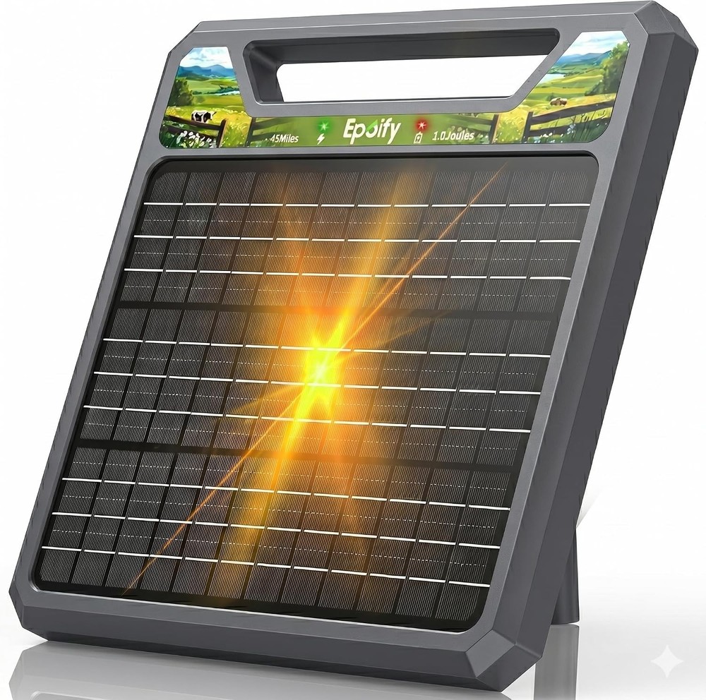 45-Mile Solar Electric Fence Charger 1.0J 8KV-12KV Electric Energizer for Cattle