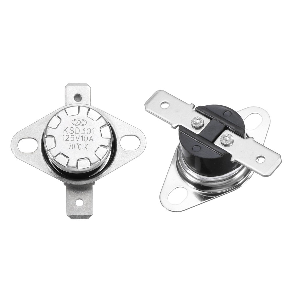 2Pcs Thermostat KSD301 70°C/158°F 10A NO for Switch, Bakelite