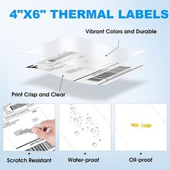 1000 4″ x 6″ Fanfold Direct Thermal Shipping Labels for Zebra & Rollo Printers