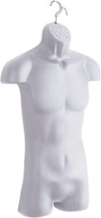 3 Clothing Display Torso Forms Fits S-L Hanging Male Mannequin White Hollow Back