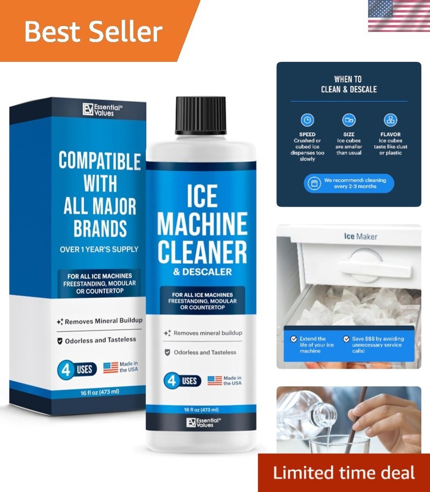 16oz Ice Machine Maintenance Solution – Universal Descaler for Crisp, Pure Ice