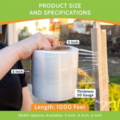 12 Rolls Down Gauge Narrow Banding Stretch Wrap 5″x1000′ 50 Ga Clear Shrink Film