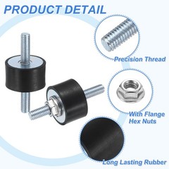 4Pcs M6 x 18mm Rubber Mounts 15 x 25mm Rubber Vibration Isolator with Nuts