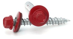 #10 Hex Washer Head Roofing Screws Mechanical Galvanized | Crimson Red Finish
