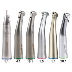 Dental Fiber Optic Light Contra Angle Handpiece 1:1/1:5/20:1 Red Blue Green Ring
