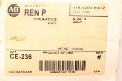 ALLEN-BRADLEY OPERATING COIL 115-120V SIZE 4 200A CE-236 CE-236