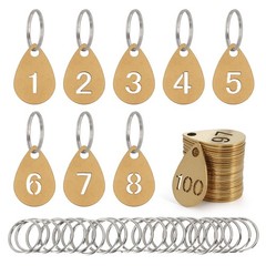 Key Tags with Numbers, Brass Droplet Shaped Key ID Tag, Metal Number Tags, Ke…