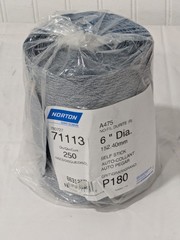 Norton 6″ Dia PSA Disc Roll: 180 Grit, Silicon Carbide Qty 250 78072771113