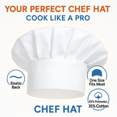 Chef Hat Adult Kids Elastic Back Kitchen Cooking Baker Cap for Men Women Unisex