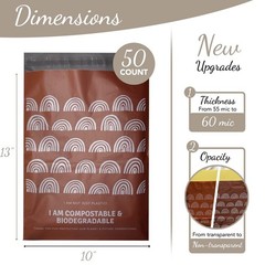 10 inches x 13 inches Compostable Mailers (50 Pack) Biodegradable Boho Design…