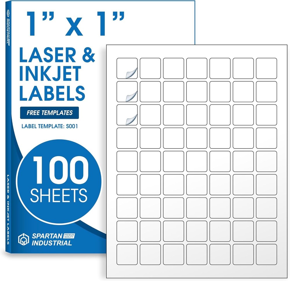 1″ X 1″ Matte White Printable Labels (100 Sheets, 6300 Stickers) Custom Stickers