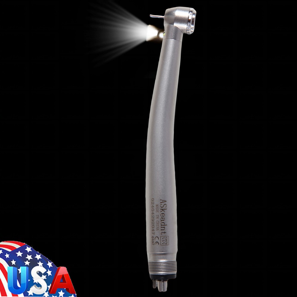 Dental (LED Optic E-generator) Denshine Handpiece High Speed Turbine 2/4Hole USA