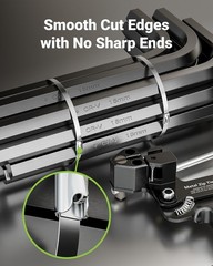 LEENUE Stainless Steel Cable Tie Gun Kit – 100 Pcs 11.8” Zip Ties, Black