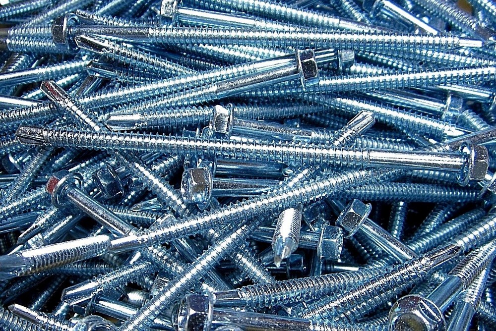 100 – 1/4″ X 5″ Hex Washer Head Self Drilling Screw Tek #3 Point Zinc IHW #14