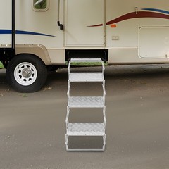 3 Steps Ladder Step Camper Aluminum Alloy Foldable Scissor Stairs Ladder 110kg
