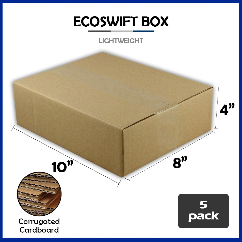 5 10x8x4 “EcoSwift” Brand Cardboard Box Packing Mailing Shipping Corrugated