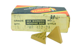 NEW SURPLUS 10pcs. VALENITE TPMR 432-2A GRADE: V1N CARBIDE INSERTS Tin Coated