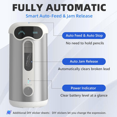 Automatic Pencil Sharpener, Quiet 60Db Robot Pencil Sharpener with DIY Face Stic