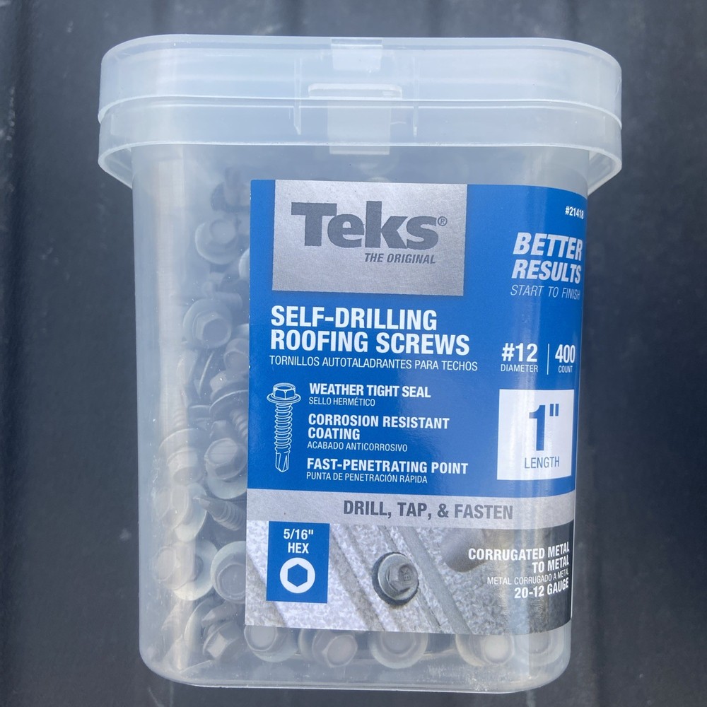 Teks #12 x 1 in. HEX WASHER HEAD DRILL PT METAL-TO-METAL ROOFING SCREWS 400CT